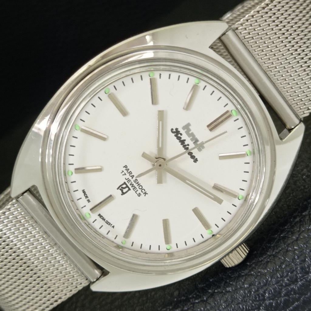 VINTAGE HMT KOHINOOR HAND-WINDING INDIAN MENS WHITE COLOR DIAL WATCH a440940-4 HT-a440940