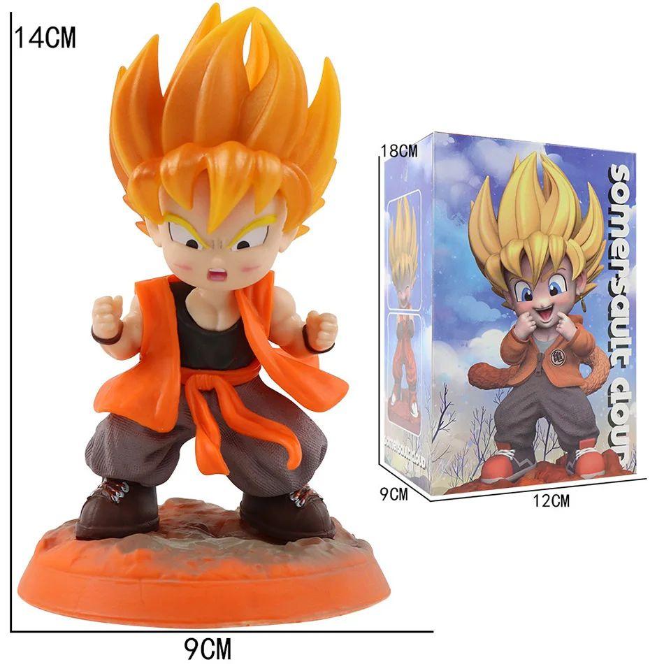 Characters Anime Goku Super Saiya Figure Pvc Q Version Statue Anime Manga Figurine Collection Ornaments Model Toys