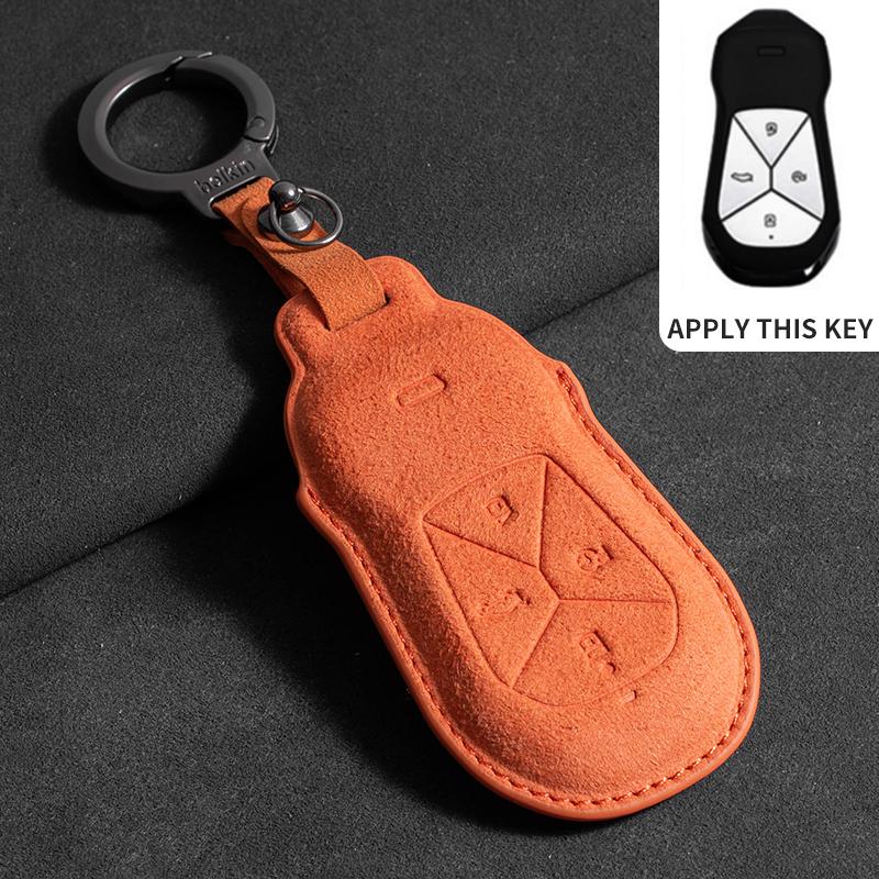 Suede Leather Car Remote Key Case Cover for Xiaopeng Xpeng P7 P7i P5 G3 G3i G9 G6 Car Key Fob Shell Holder Keychain Accessories