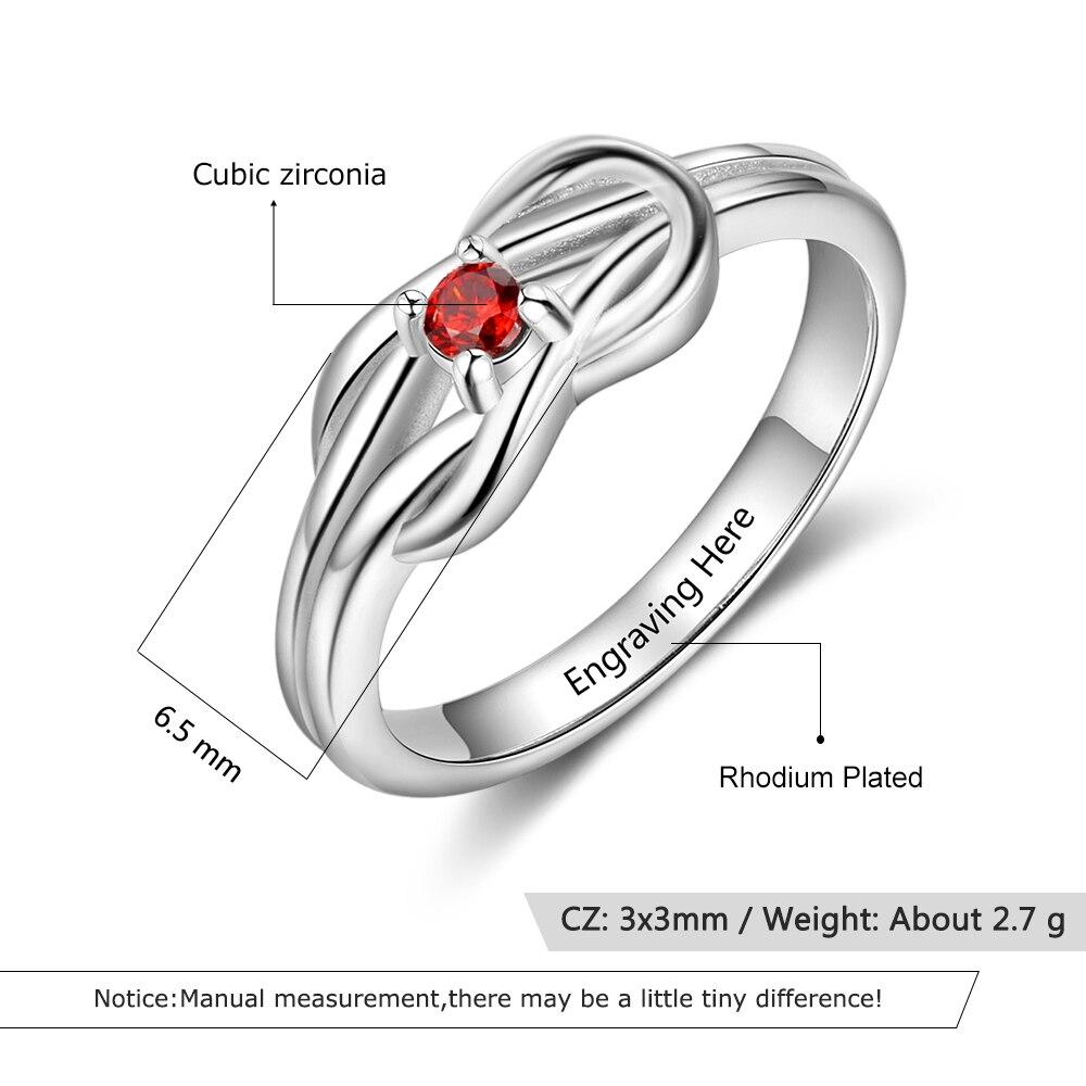 Personalized Ring Square Knot Shape Fashion Ring Jewelry Engraved Any Letters Custom Birthstone Trendy Gift For Womenri103871