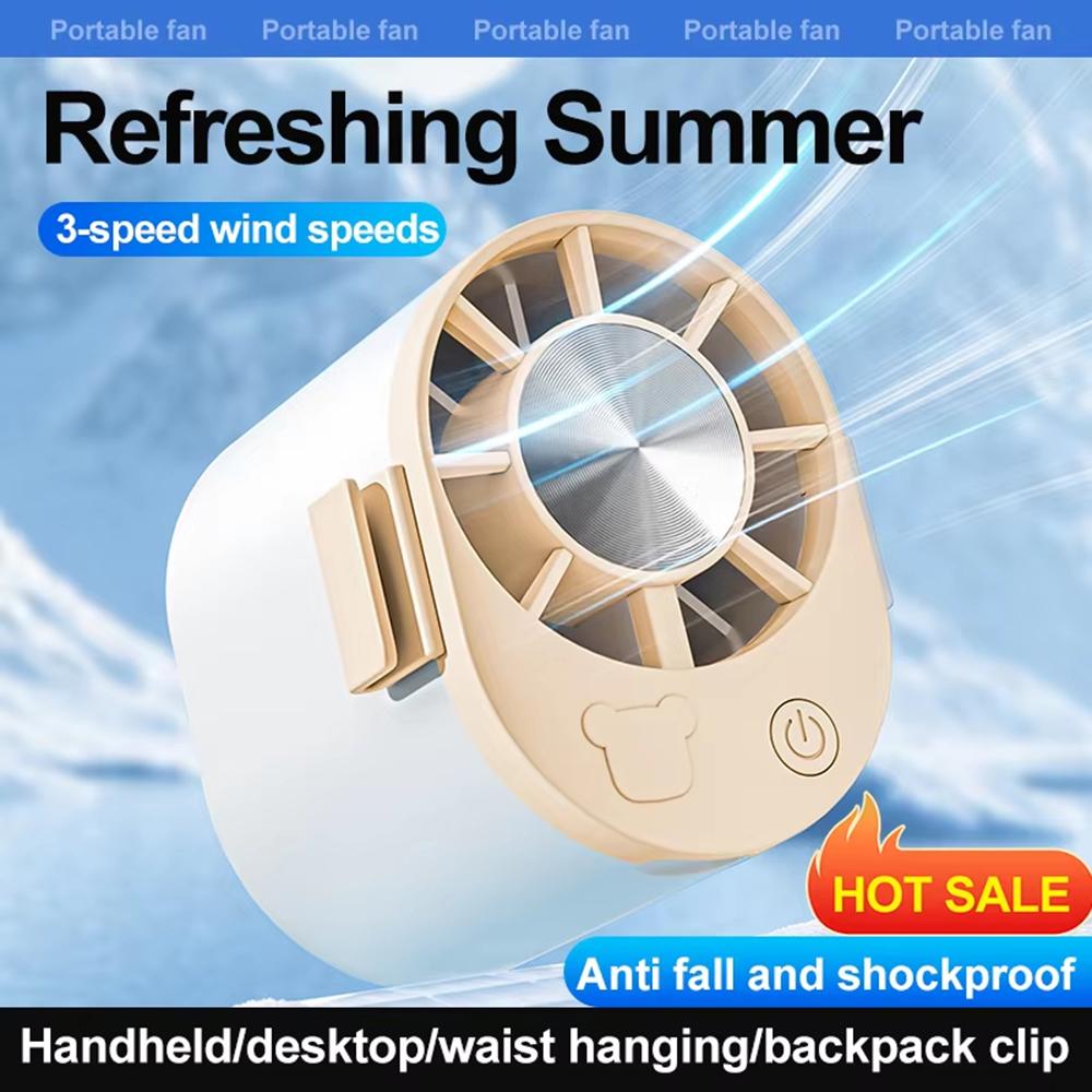 Portable Waist Fan Rechargeable Hands-Free Clip-on Fan 3-Speed Quiet Cooling Blower for Outdoor Working Camping Travel Summer