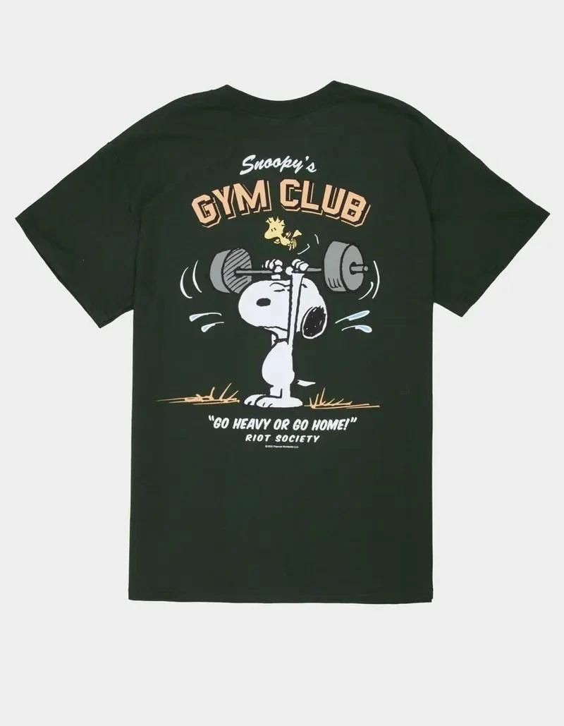 RIOT SOCIETY x Peanuts Snoopy s Gym Club Mens Tee, Graphic T-Shirt M