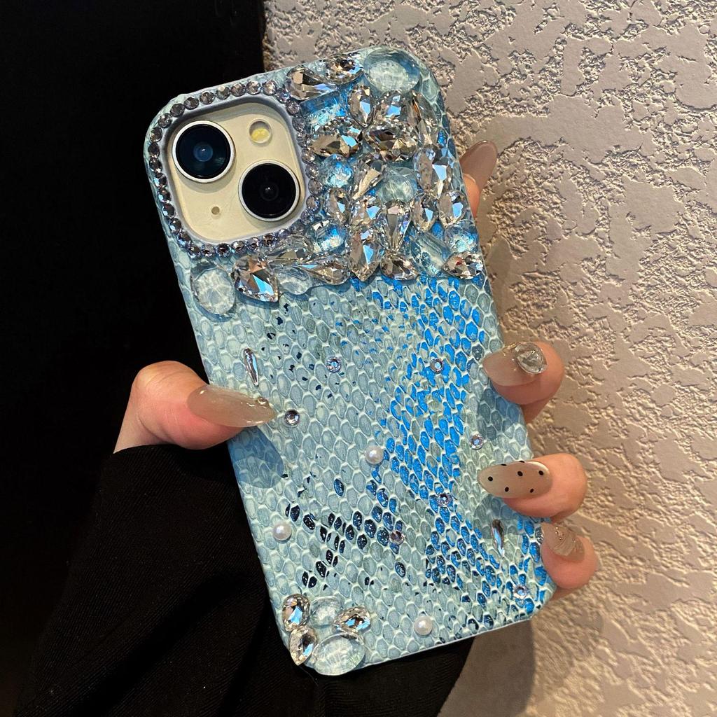 Rhinestone Leather Drop-proof Phone Case for Apple 17 Pro Max/16/15 Pro/14/13 Pro Max