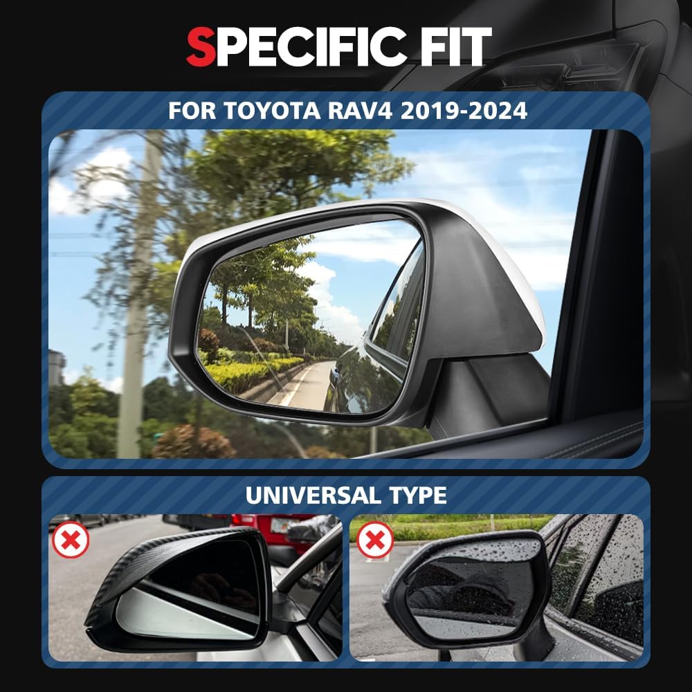 VEHICODE Side Mirror Rain Guards Car Accessories for Toyota RAV4 2019-2024 2023 2022 2021 2020 Rainproof Visor Rear View Mirror Cover Cap Eyebrow