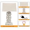 Sculptural Hand Carved Wood Table Lamp with Beige Square Shade (Whitewash, Beigei)