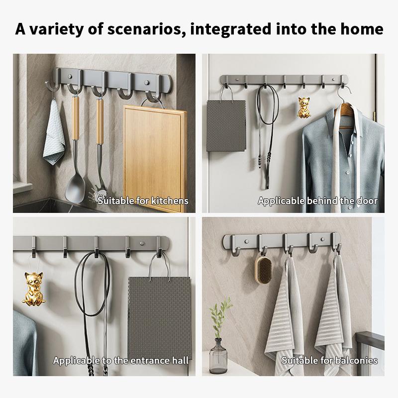 Freies Stanzen Wandmontierter Badezimmerhaken Türhaken Weltraumaluminium Wandhaken (3/4/5/6/7) Halterung