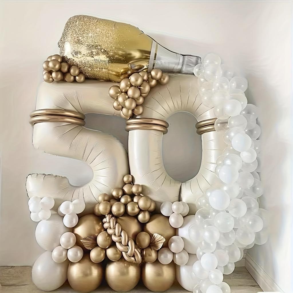 Ivory White Number 0-9 Aluminum Foil Balloon, Birthday Decoration, Anniversary Decoration, New Year Decoration, Graduation Party Decoration Supplies