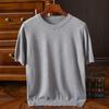 Short Sleeved Men's Round Neck Thin Summer T-shirt Base Shirt Loose Half Sleeved Knitted Shirt Top Size