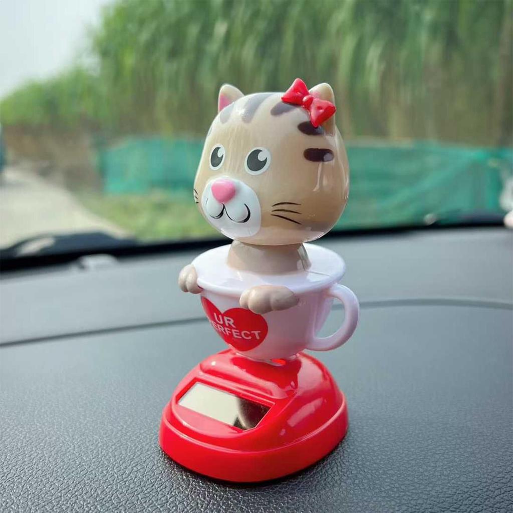 Car Dash Decorations Solar Powered Cute Figurines Car Dashboard Figurines Kitten Decorations For Automotive Interior Sedan Truck