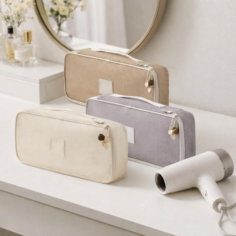 Tragbare PVC-Föhntasche Staubdicht Große Kapazität Haarpflege-Koffer Wasserdicht Platzsparend Kosmetiktasche für Zuhause