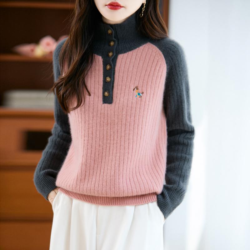 Women Sweater 100% Wool Turtleneck MODERN NEW SAGA Knit Pullover Thick Winter Jumpers Female Knit Tops