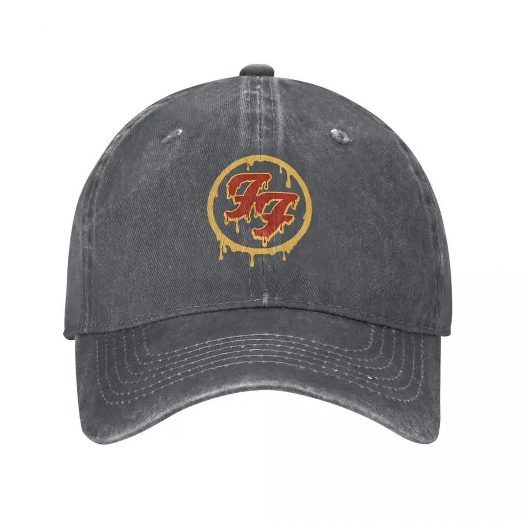 Vintage Musik F-Foo F-Fighters Band Basebollkepsar Unisex Sliten Tvättad Huvudbonad Stadssky Hög Utomhus Justerbara Kepsar Keps