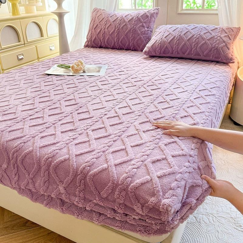 Jacquard Bettdecke 3D Geprägter Samt Matratzenbezug Bettlaken Winter Warm Spannbettlaken Matratzenschoner Verdickt