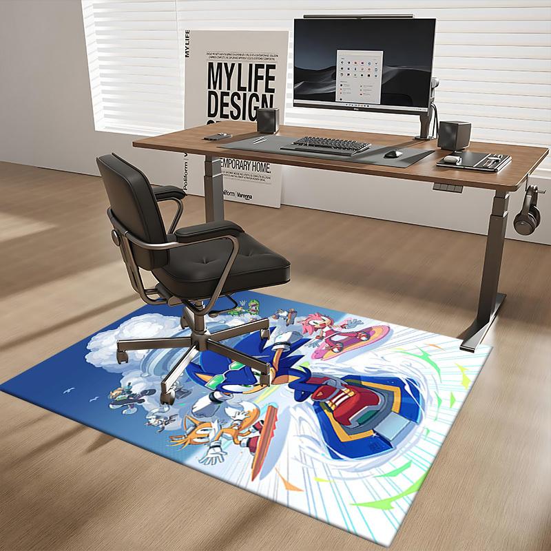1pc Sonic the Hedgehog Chair Mat - Anime Cartoon Design, Non-Slip Carpet for Office and Home Decor, Suitable for All Seasons.O081