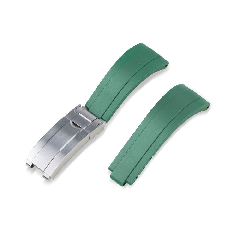 Rubber Watch Strap for Rolex Yacht Daytona Submarine Black Green Water Ghost  Stainless Steel Folding Buckle Wristband Belt 20mm