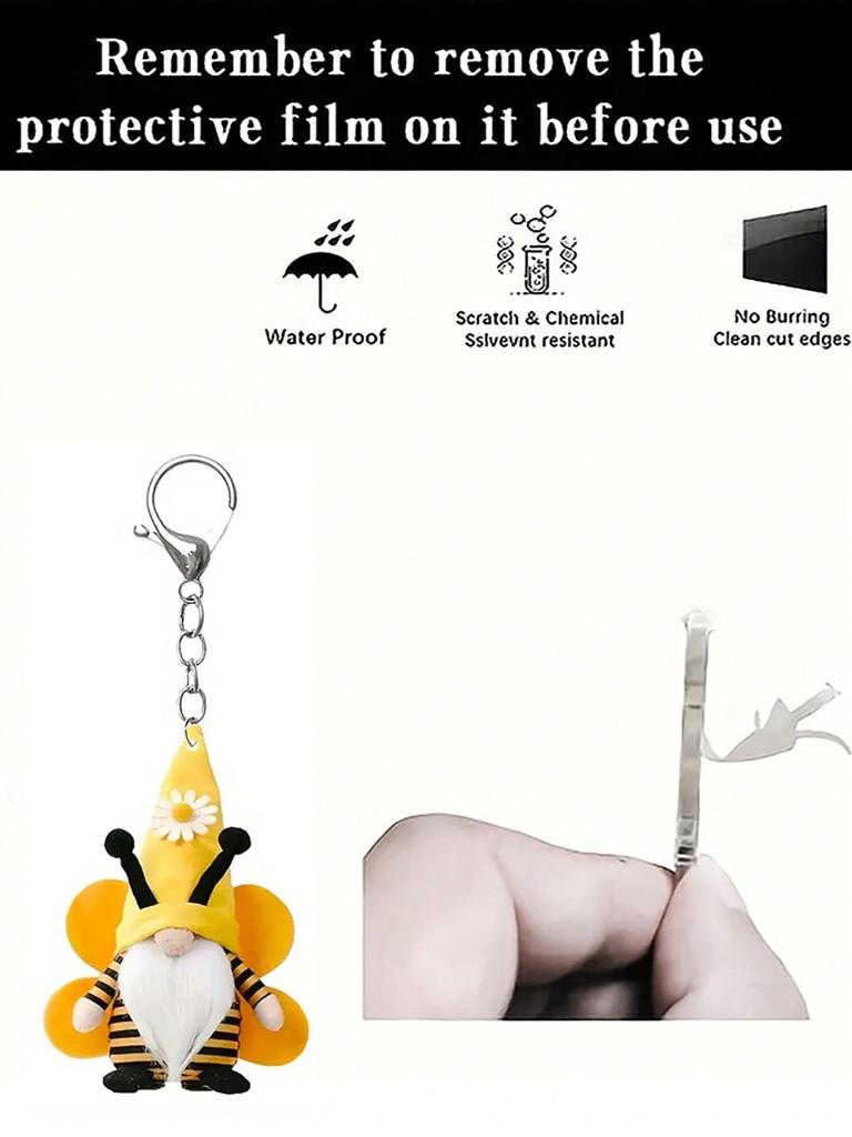 Sunflower and Grid Patterned Dwarf Themed Keychain Pendant Keychain Accessory Suitable for Wallets and Backpacks Easy To Install