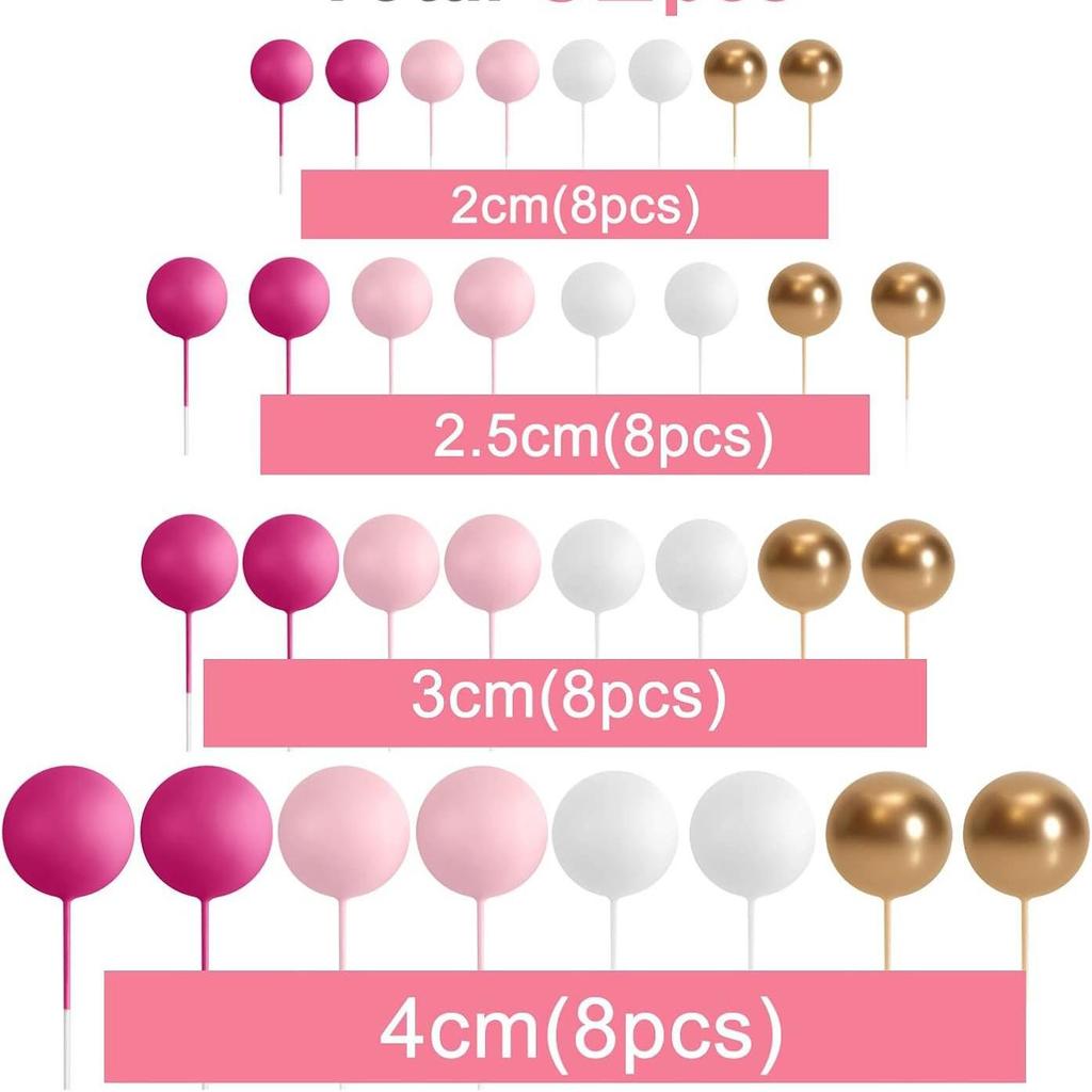 Available: 32 New Colorful Cake Decorations - Wedding & Birthday Candy Color Balls for Spring Festival