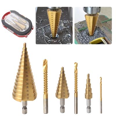 6-Piece Reaming Pagoda Set 4-12 4-20 4-32mm Triangular Handle Step Drill