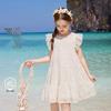 ASK JUNIOR Girls' Summer Cap-Sleeve Mesh Princess Dress