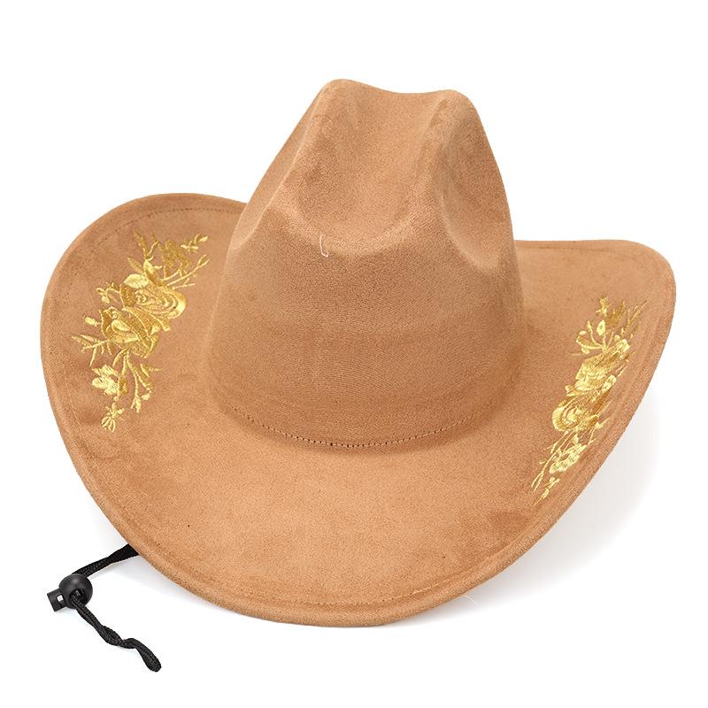 Unisex Retro Denim Floral Embroidery Jazz Hat - Western Ethnic Outdoor Style