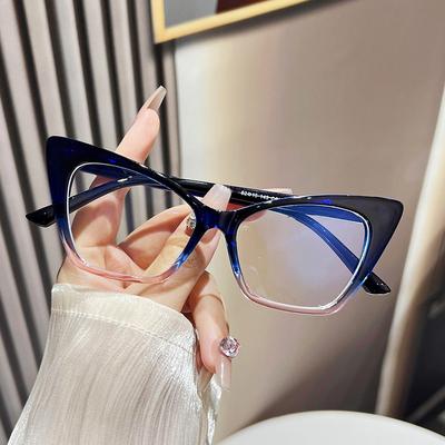 Damen-Cat-Eye-Brille, modischer Retro-Stil, Blaulichtfilter, große Fassung, farbige Computerbrille, luxuriöses Markendesign, dekorative Brille