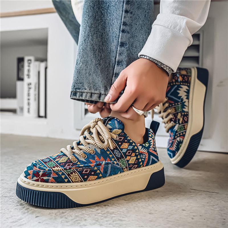 Pánské trendy retro plátěné tenisky s nízkým svrškem - ležérní jarní/letní streetový styl