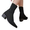 Large Size High-heeled Ankle Boots Women, 2026 Spring Autumn New  Knitted Pointed Toe Thick Heel Elastic Women's Boots