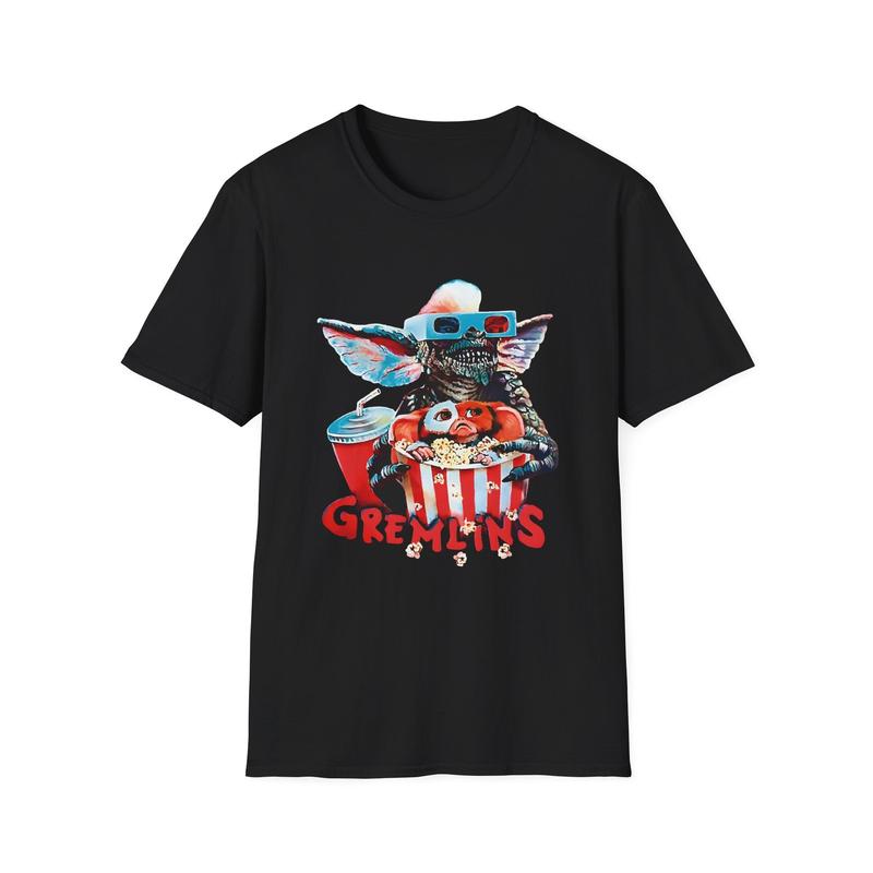 Gremlins Movie Popcorn Crunch Unisex T-Shirt | Gizmo 3D Glasses