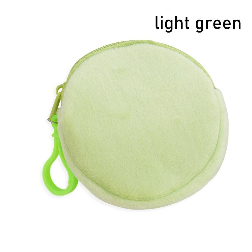 1Pcs Kawaii ID Card Bag Round Coin Purse Pure Color Keychain Coin Bag Plush Thin Short Cute Wallet for Women
