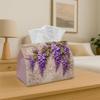 1pc Wisteria Blossom Purple Tissue Box Holder - Decorative Floral Tissue Dispenser with Wisteria Flower, Durable Polyester Storage Organizer Suitable