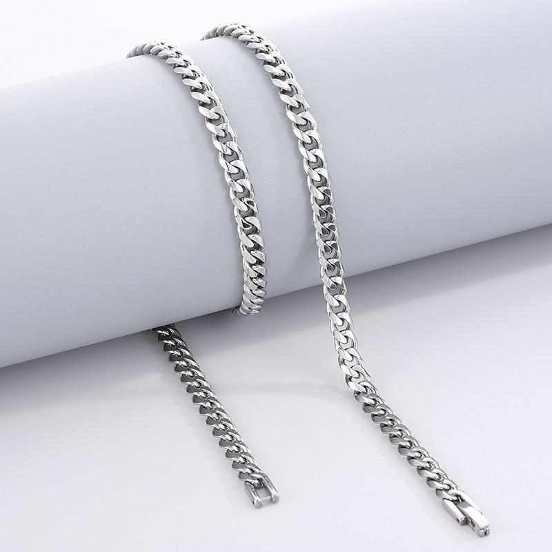 Shiny Stainless Steel Thick Necklace for Women Men Polished Cuban Link Chain Necklace Black Gold Color Trendy Jewelry Gift