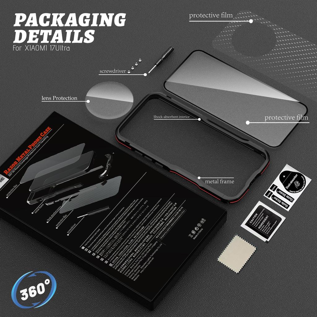 LUPHIE Hülle für Xiaomi 17 Ultra 5G Metall Stoßstangen Rahmen Stoßfeste Handyhülle