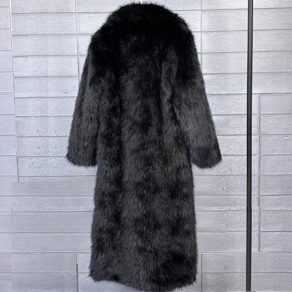 Cappotto in Pelliccia Sintetica da Donna, Pelliccia Sintetica, Modello Lungo, con Collo Imbottito, Cappotto Invernale da Donna Extra Lungo