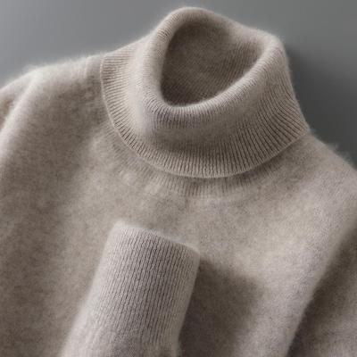 Pull Col Haut Lâche Tricoté 100% Laine Pure Cachemire pour Homme - Pull Pullover Automne/Hiver