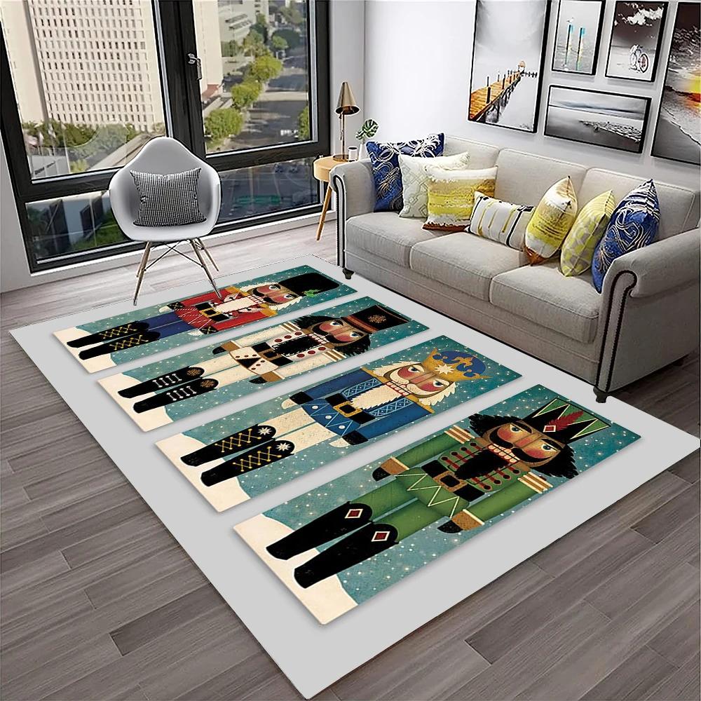 3D Nutcracker Christmas Tree Cartoon Carpet Rug for Home Living Room Bedroom Sofa Playroom Doormat Decor,kids Non-slip Floor Mat