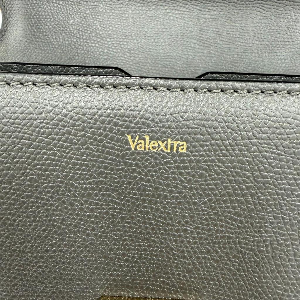 Pristine Valextra Shoulder Bag Nolo Medium Dark Gray Soft Calfskin Skin Leather Used