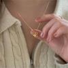 Cupronickel Plated Heart Key Necklace - Stylish, Simple, and Luxurious Collarbone Jewelry.