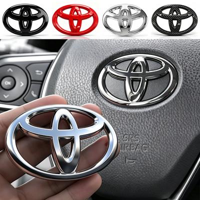 1Pcs Self Adhesive ABS Steering Wheel Emblem Sticker Car Accessories For Hilux Corolla RAV4 Camry Highlander Yaris Cross