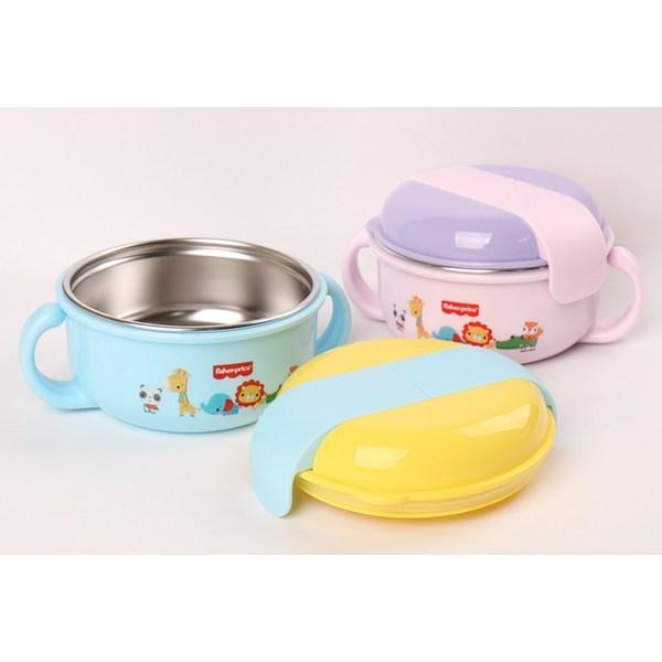 Fisher Price Stainless Steel Lid Two-hand Food Bowl, Pink, 1 Piece