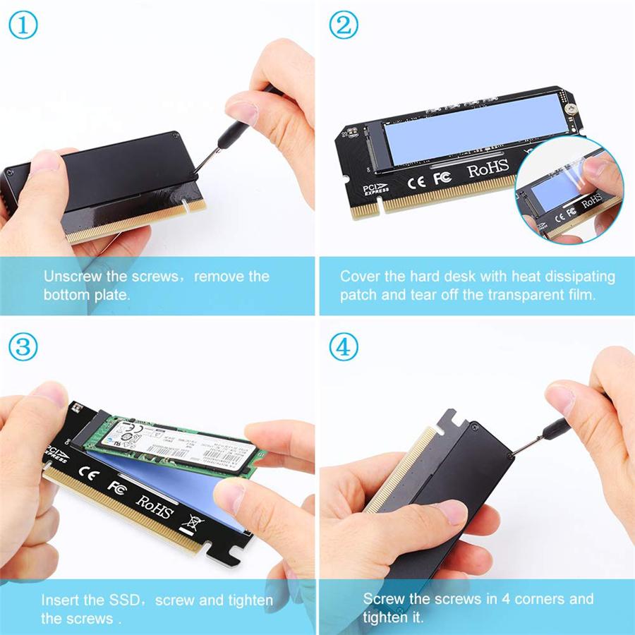 M.2 PCIe NVMe SSD To PCI-E Express 3.0 X4 X8 X16 Adapter Card Full Speed 2280mm