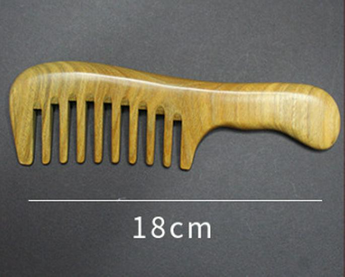 Large Carved Green Sandalwood Wooden Comb - Portable Wooden Gift Comb for Home