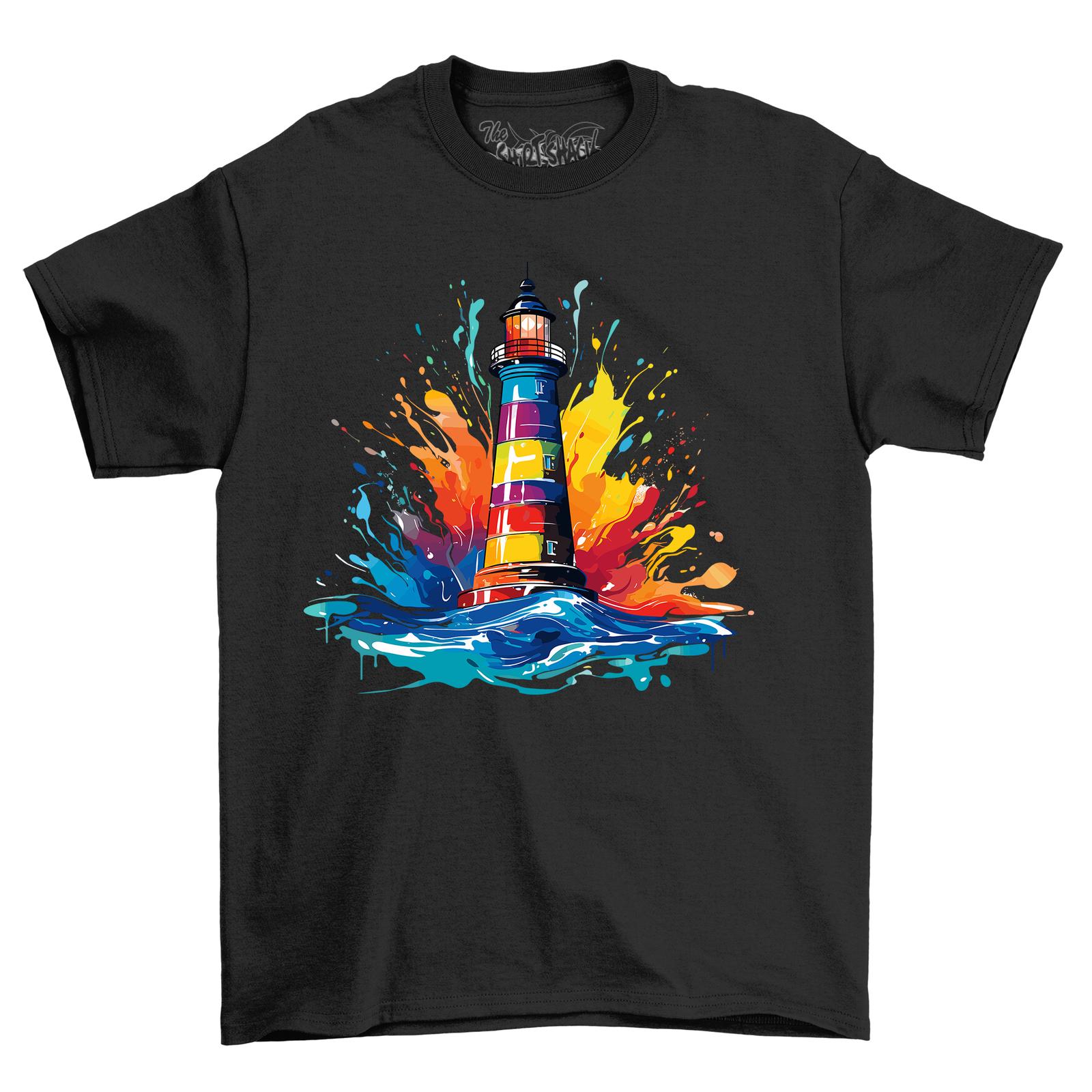 Lighthouse Paint Drip Design T-Shirt Mens Womens Tees Top - Funny and Illuminating! Funny T-Shirt Mens Womens Tees Top, Un 4XL