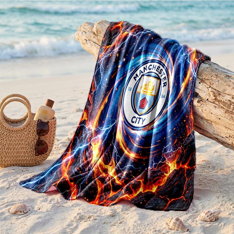 Asciugamano da Spiaggia in Microfibra con Stampa Manchester City Asciugatura Rapida Assorbente Grande Asciugamano per Spiaggia Nuoto Viaggio
