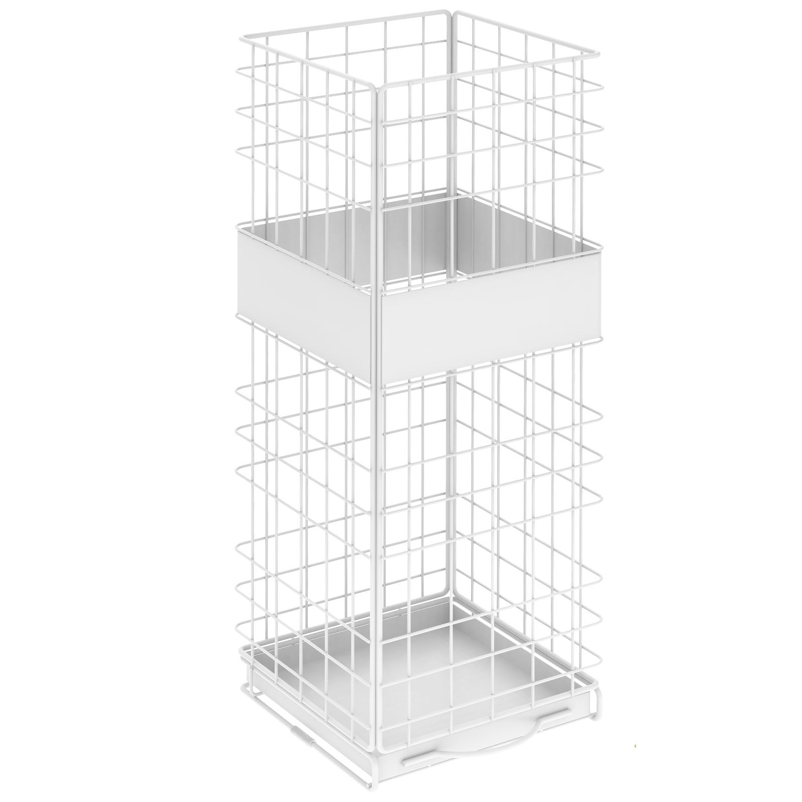 

New Umbrella Holder Metal Hollow Out Stand Entryway Home Storage Bucket Freestanding With Detachable Tray Walking Sticks Rack білий