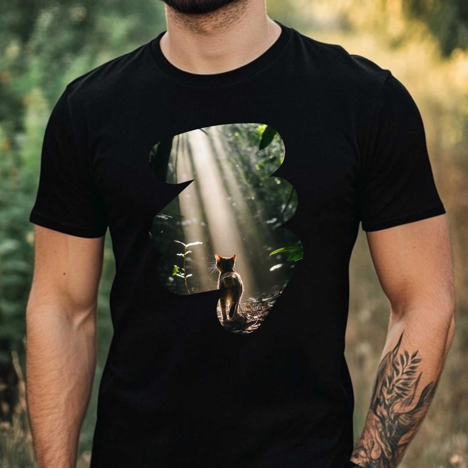 T-Shirt Herren Wilde Katze Motiv Baumwolle Größe XS bis 5XL XXXL