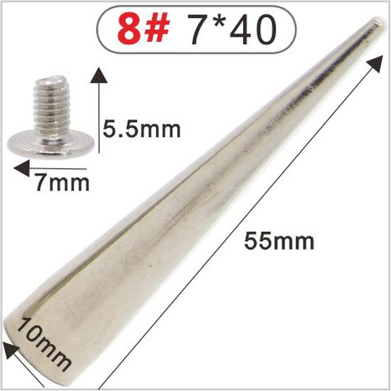Punk Spike Alloy Bullet Rivet Horn Cone with Base Screw for Apparel, Bags, Shoes