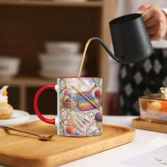 325/450ML Ferramentas de Tricô Costura Caneca de Café com Alça Cerâmica Resistente ao Calor Grande Capacidade Xícara para Beber Chá Leite Água Presente para Amante de Costura