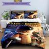 3pcs Puss In Boots Bedding Set Duvet Cover Closure Includes 1 Duvet Cover & 2 Pillowcases, Soft and Comfortable for All Seasons.