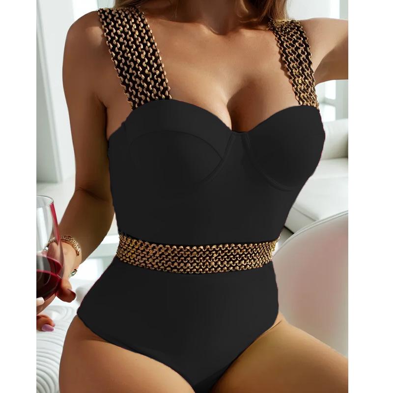 European & American Women's Slimming One-Piece Bikini with Steel Support & Stylish Stitching
