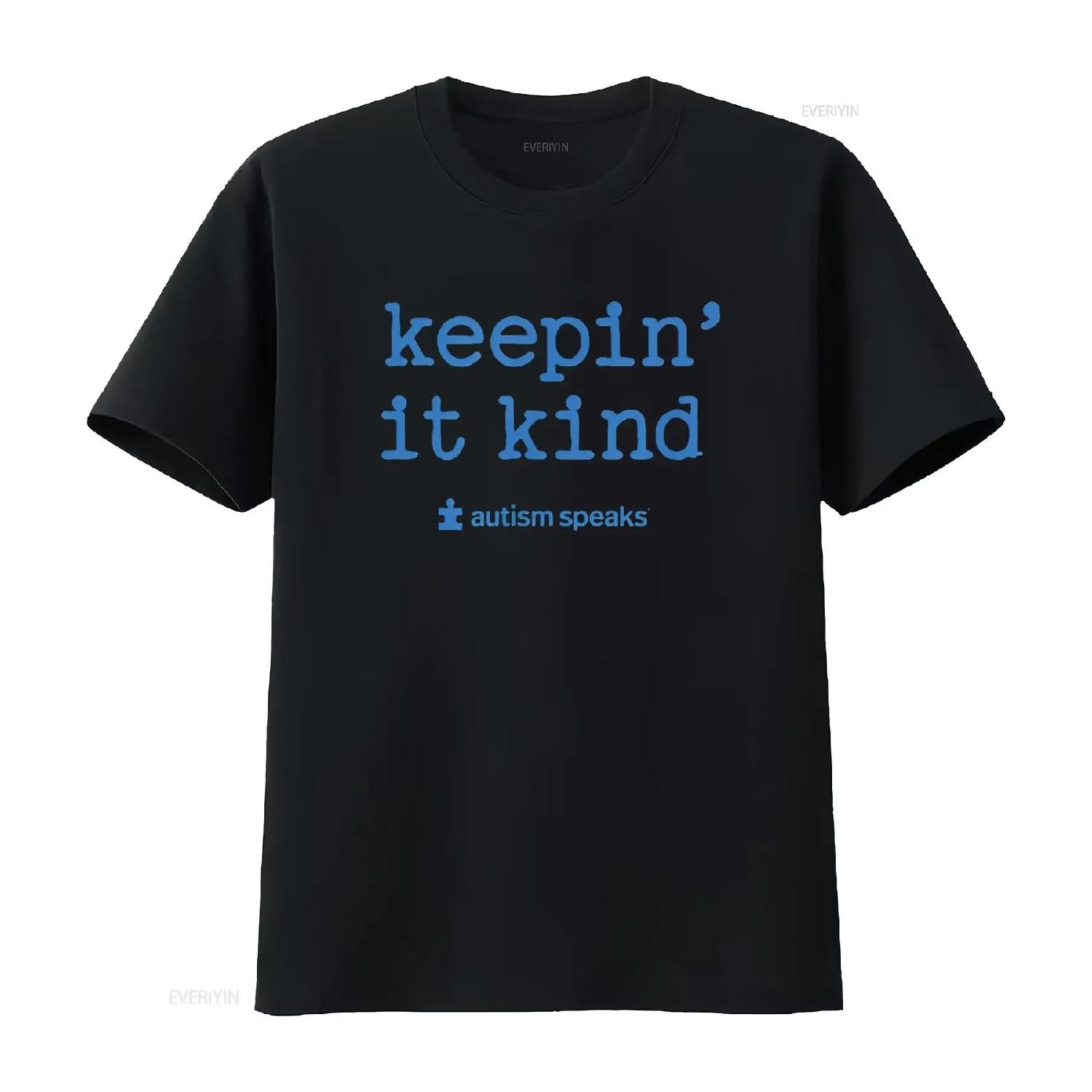

Mens Autism Speaks Keepin It Kind T Shirt White Large vintage Washed Comfortable Slightly designer clothes Soft Stylish XXXXXL чорний